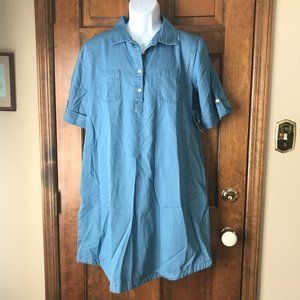 NWT Karen Scott Sport Light Wash Denim Casual Short Sleeve Dress Large